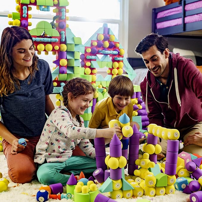 Blockaroo Magnetic Foam Building Blocks 35-Piece Castle Set for Toddlers | Soft Magnetic Foam Blocks, 360-Degree Rotation, Floating Bath Toy, Sensory Play, Dishwasher Safe, STEM Building, Ages 3-5