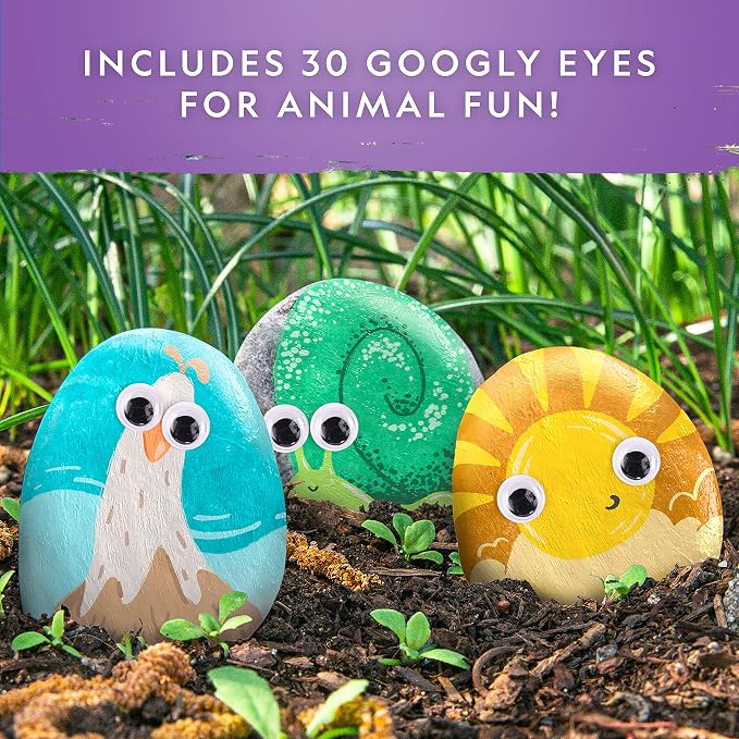 National Geographic Rock Painting Arts and Crafts Activity Kit for Kids | 15 River Rocks, 10 Paint Colors, Brushes and Art Supplies, Outdoor Craft Activity, Creative Play, Birthday Gift