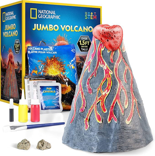 National Geographic Jumbo Volcano Science Kit for Kids Ages 8-12 | 18-Inch Giant Volcano, Multiple Eruptions, Science Experiments, Science Fair Project, Earth Science, Birthday Gift