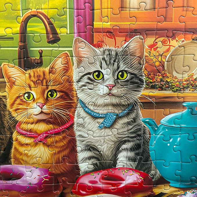 300 Piece Puzzles for Adults Kids Ages 6-8 8-12 - Kittens and Donuts | Gift for Kids