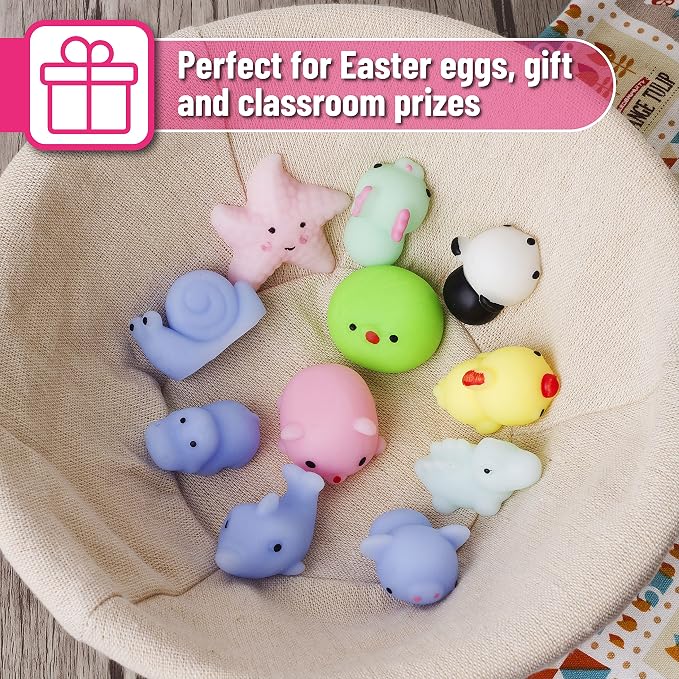 Mr. Pen- Pastel Animal Squishy Toys, 12 Pack | Washable Twistable Stretchy Squishies, Soft Stress Relief Sensory Toys for Squeezing, Cute Gifts
