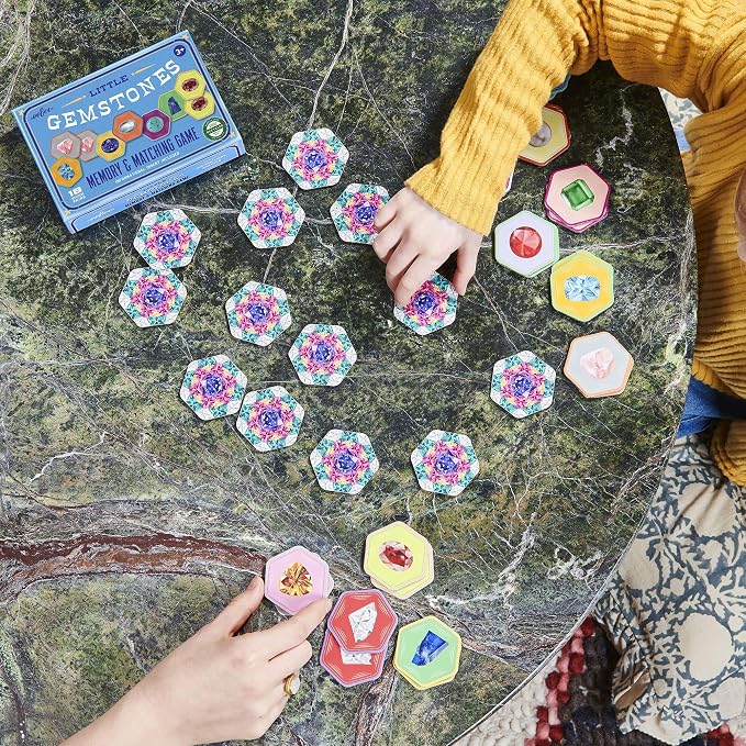 eeBoo: Memory & Matching Game- Little Gemstones - 18 Pairs to Memorize, Colorful Gems, Encourages Recognition, Concentration Skills, Kids Ages 5+