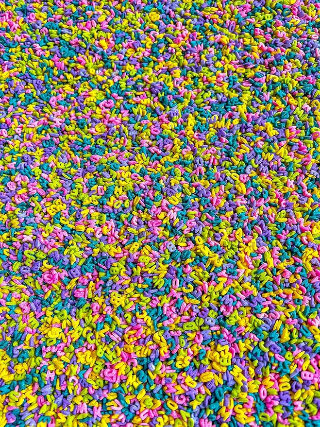 4 Cups of Tropical Rainbow Alphabet Pasta Sensory Filler for Sensory Table