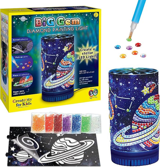 Creativity for Kids Big Gem Diamond Painting Light - Create Your Own DIY Night Light, Diamond Arts and Crafts Kit for Kids (Ages 6+)