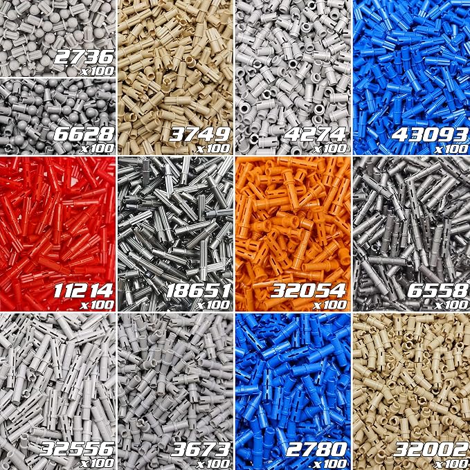 ASTEM Technic Parts Compatible With Technical Brick Shaft Pin Bolt 1300 Small Particle Technology Loose Parts EV3 Black Tight Friction