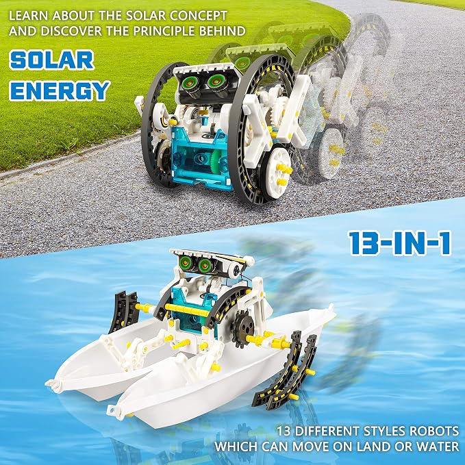 STEM 13-in-1 Solar Power Robots Toy,Educational Experiment DIY Robotics Kit | Science Toy Solar Powered Building Robotics Set Age 8-12 for Boys Girls Kids Teens to Build