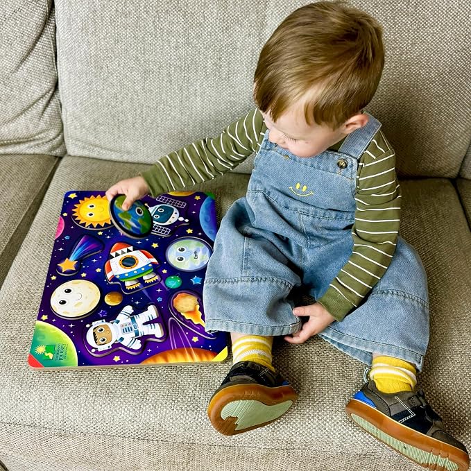 The Learning Journey Space Puzzle Lift & Learn - 26 Pieces - Cardboard, Outer Space Theme for Toddlers 2-5 Years