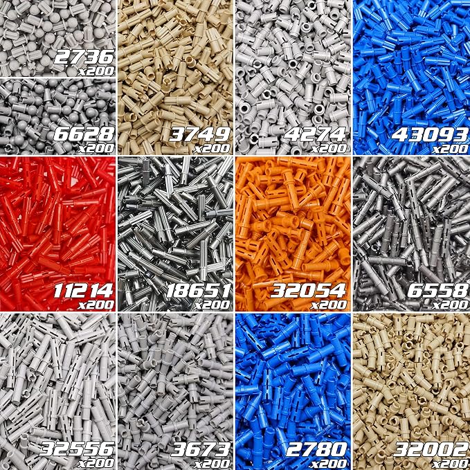 ASTEM Technic Parts Compatible with Technical Brick Shaft pin Bolt 2600 Small Particle Technology Loose Parts EV3 Black Tight pin Friction pin